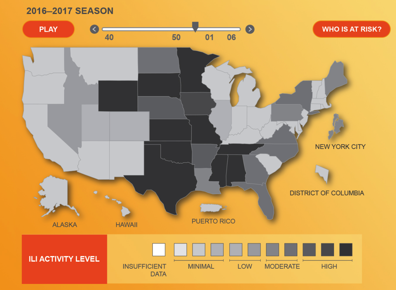 Interactive flu map for healthcare providers