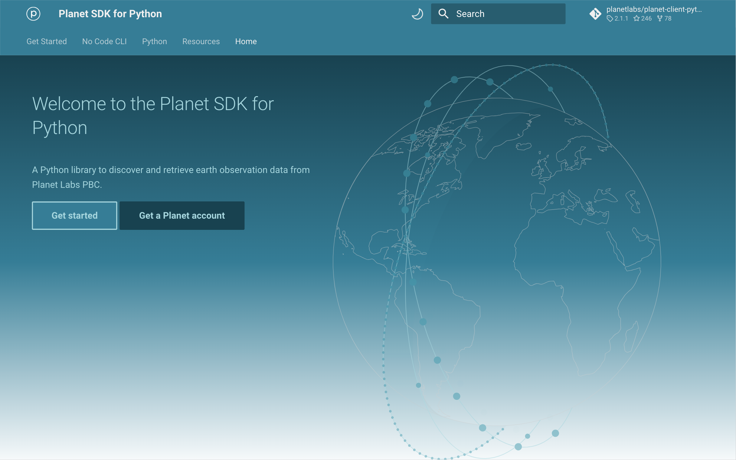 Planet Labs SDK & CLI for Python Splash Screen