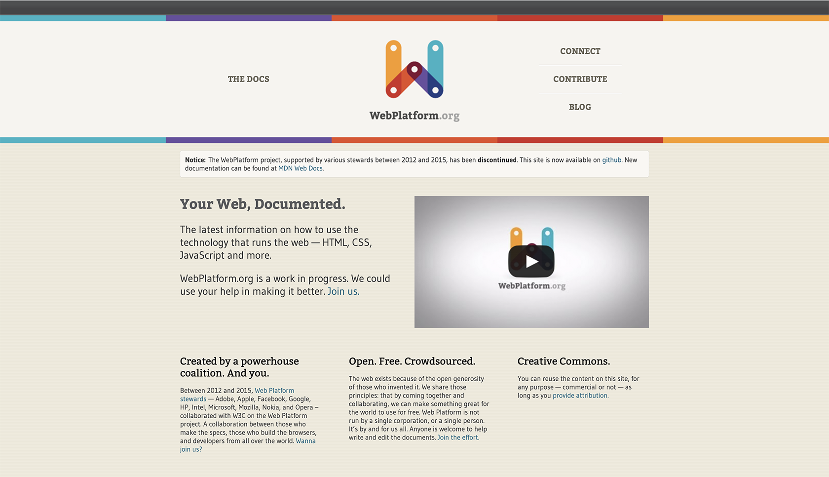 W3C WebPlatform.org landing page